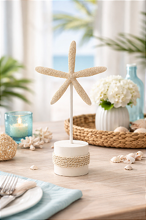 Enfeite Decorativo Pedestal Estrela Bege 30cm