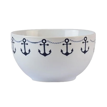 Tigela Branca Âncoras Bowl Náutico em Cerâmica
