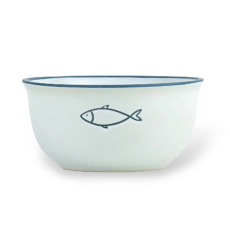 Tigela Branca Peixe Bowl Náutico em Cerâmica