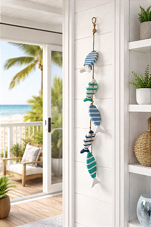 Penduricalho Peixes Decoração em Madeira