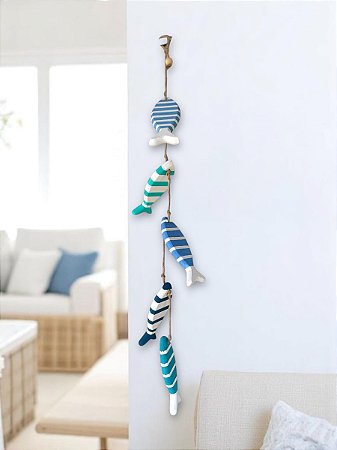 Penduricalho Peixes Decoração em Madeira