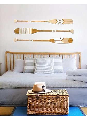 Kit 3 Remos Decorativos Bege 130 cm Decoração Náutica Praia