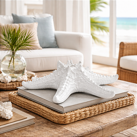 Estrela De Mesa Branca em Cerâmica 30 Cm