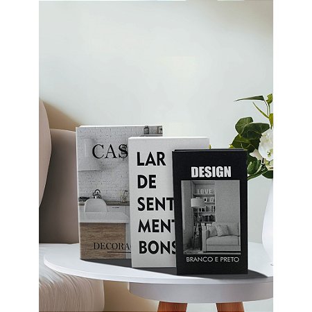 Conjunto de Caixa Livro Decorativa Organizadora Para Joias e Documentos 3pcs