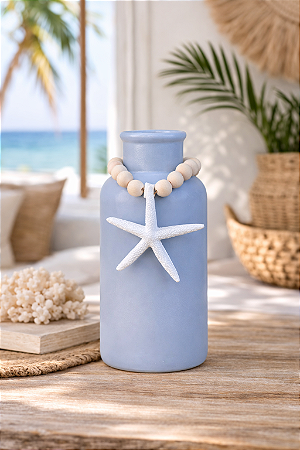 Vaso Decorativo Cinza com Colar de Estrela