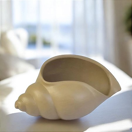 Vaso Decorativo Concha Marrom em Cerâmica