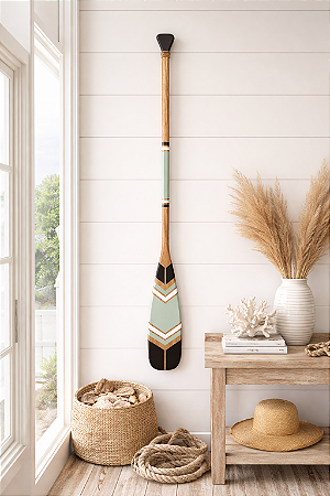 Remo Decorativo Verde Pastel e Preto 100 cm Decoração Náutica Praia