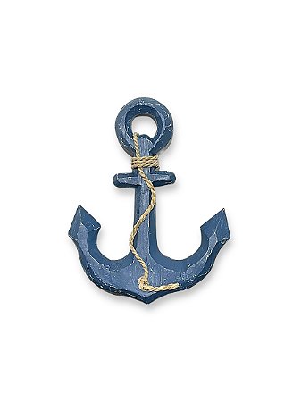 Enfeite Âncora Azul 29 cm com corda Decoração Náutica de Parede