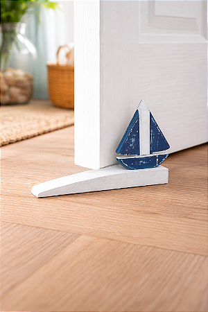 Calço de Porta Veleiro Azul Decoração Náutica