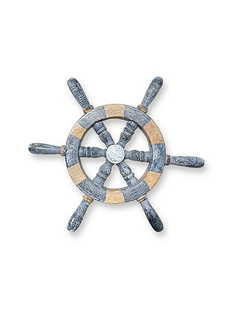 Enfeite Timão Azul Pátina 35 cm Decoração Náutica de Parede