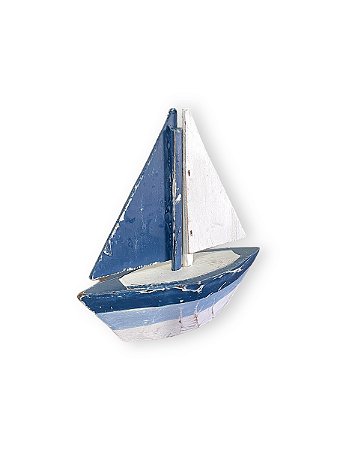 Enfeite Veleiro Azul e Branco 15 cm Decoração Náutica de Mesa