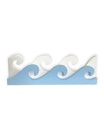 Enfeite Decorativo de Mesa Onda Azul 40 cm Decoração de Praia em madeira