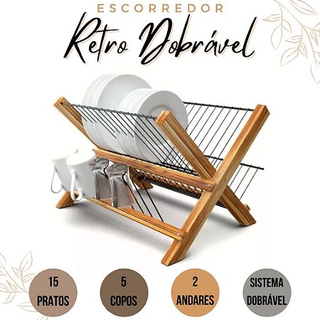 Escorredor de Pratos Dobrável para Louça Cozinha