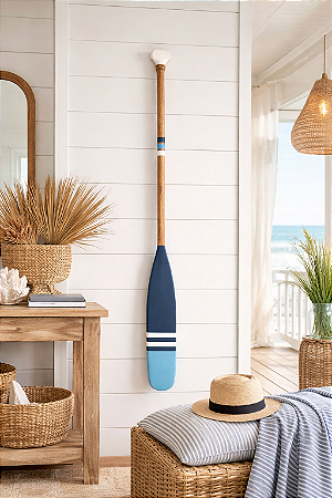 Remo Decorativo Ponta Azul Claro 100 cm Decoração Náutica Praia