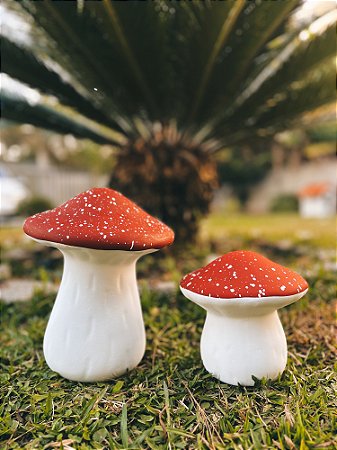 Enfeite Decorativo Cogumelo Grande em Cerâmica