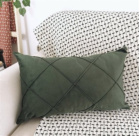 Almofada Drapeada Verde Suede 30x50 cm
