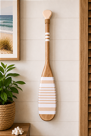Remo Decorativo Bege listrado 55 cm Decoração de Parede para Casa Náutica e Praiana