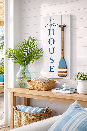 Quadro Decorativo The Beach House Azul Decoração de Praia