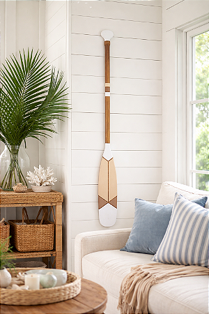 Remo Decorativo Ponta Branca com Bege 130 cm Decoração Náutica Praia