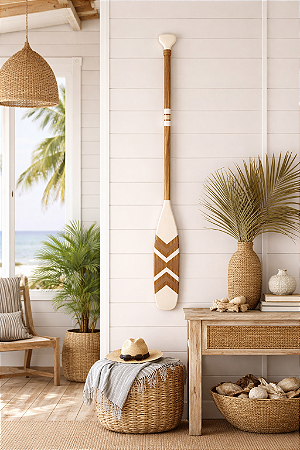 Remo Decorativo Bege e Marrom 100 cm Decoração Praia Náutica