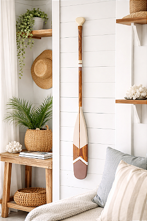 Remo Decorativo Ponta Marrom 130 cm Decoração Náutica Praia