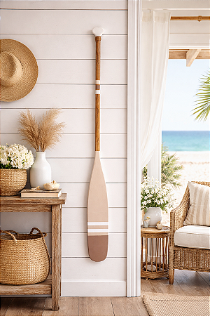 Remo Decorativo Ponta Marrom e Bege 130 cm Decoração Náutica Praia