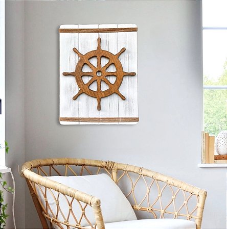 Quadro Náutico Timão em Madeira Decoração Náutica Praia
