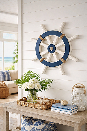 Enfeite Timão Branco e Azul 58 cm Decoração Náutica de Parede