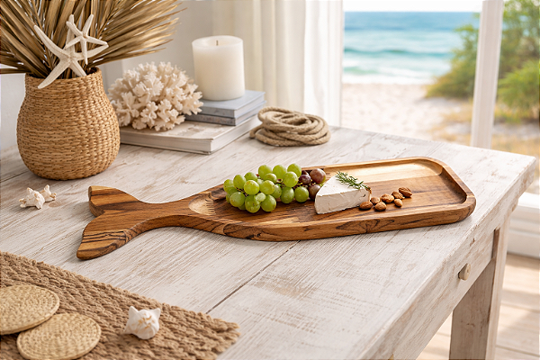 Petisqueira Baleia em Madeira Teca