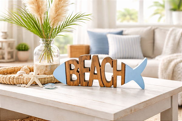 Enfeite Beach Azul Pastel Decoração Náutica de Mesa