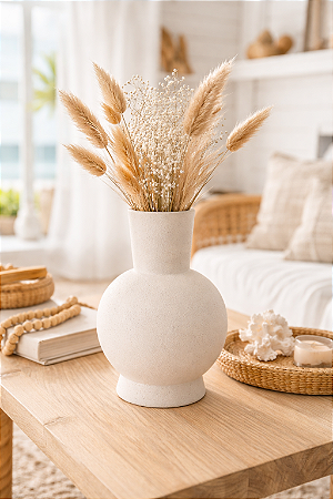 Vaso Decorativo Off White Grande em Cerâmica