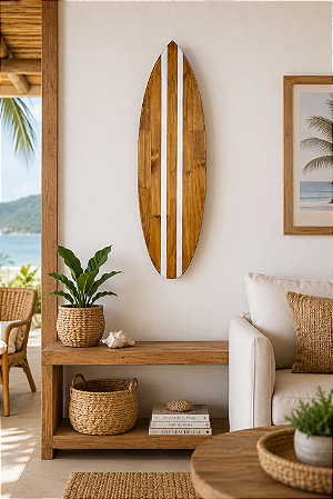 Prancha Náutica Madeira e Branco 100cm Decoração de Praia