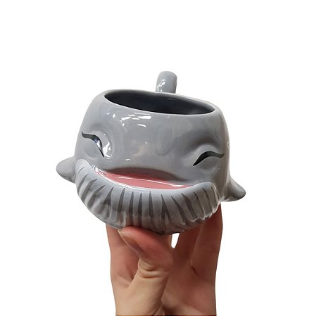 Caneca Baleia Cinza Olhos Fechados 250ml