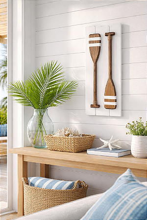 Quadro Decorativo Remos em Madeira Decoração de Praia