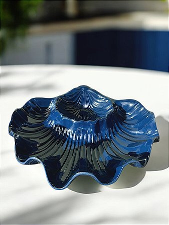 Petisqueira Melamina Concha Azul Decoração Náutica Praia