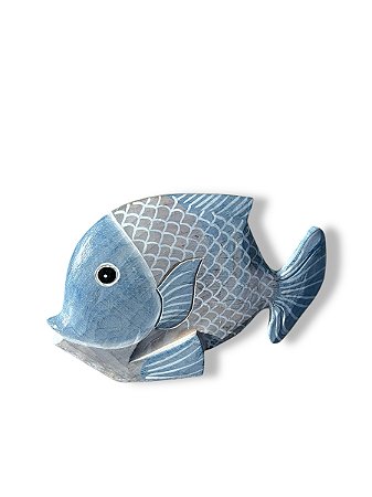 Enfeite Peixe de Mesa Azul Claro Grande Decoração Náutica