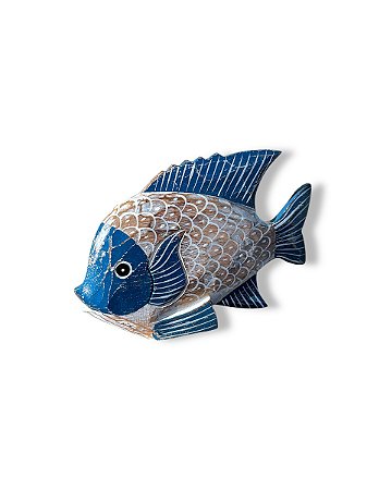 Enfeite Peixe de Mesa Azul Escuro Grande Decoração Náutica