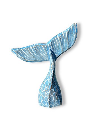 Enfeite Cauda Baleia Azul Claro Grande Decoração de Parede