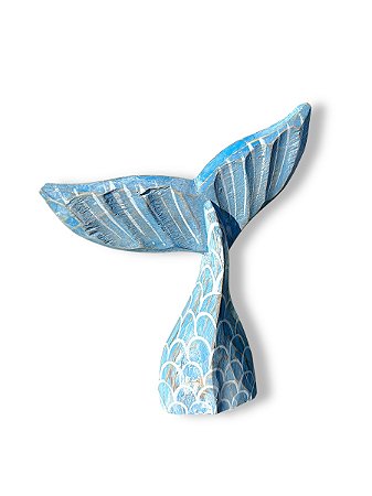 Enfeite Cauda Baleia Azul Claro Pequena Decoração de Parede