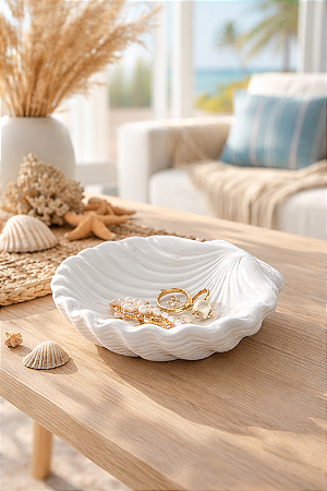 Concha Média Branca em Cerâmica 15cm