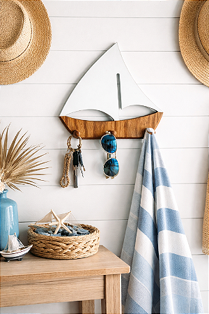 Cabideiro Veleiro em Madeira 25x25x6