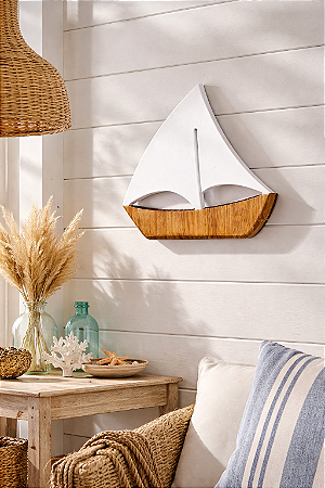 Enfeite Veleiro em Madeira 25x25x6