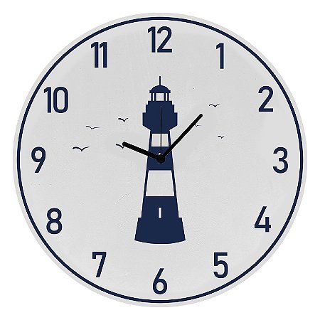 Relógio Náutico Farol Branco em Madeira 40cm