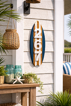 Prancha Azul Marinho com Número Residencial Personalizado - Número para Casa de Praia