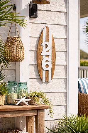 Prancha Marrom com Número Residencial Personalizado - Número para Casa de Praia