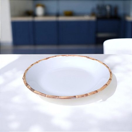 Prato Raso Bamboo em Cerâmica - 23,5 cm