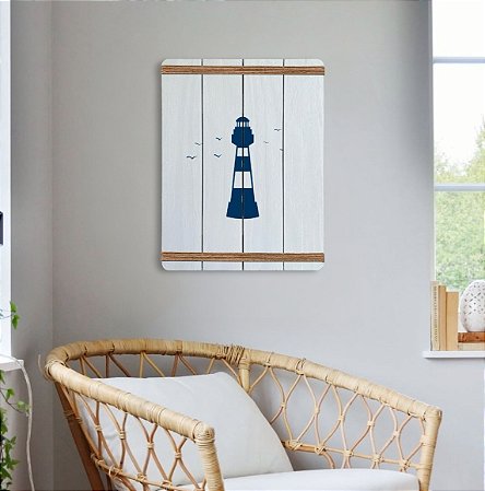 Quadro Decorativo Farol em Madeira Decoração Náutica Praia