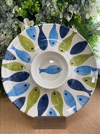 Petisqueira Redonda Peixes em Melamina 4x33x33