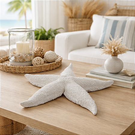 Enfeite Estrela do Mar Branca em Cerâmica 28x29x4