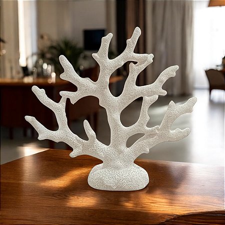 Enfeite Coral Branco em Cerâmica 18,5x20x5,5